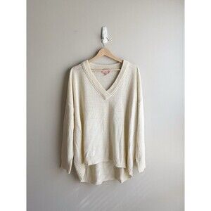 Show Me Your Mumu Ozzy Oversized Cream Knit V Neck Sweater Size Small